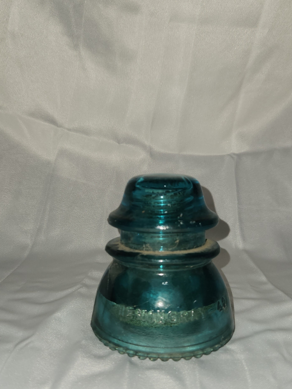 Teal Glass Insulator Accent Piece - Home Decor
